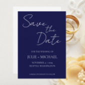 Navy Blue Simple Style Wedding Save The Date