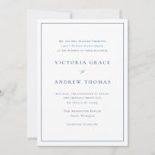 Navy Blue Simple Typografy Formal Wedding Einladung (Vorderseite)