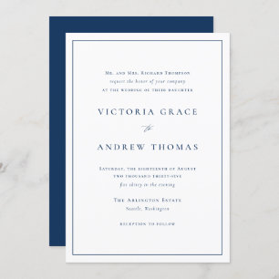 Navy Blue Simple Typografy Formal Wedding Einladung