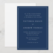 Navy Blue Simple Typografy Formal Wedding Einladung (Vorne/Hinten)