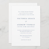 Navy Blue Simple Typografy Formal Wedding Einladung (Vorne/Hinten)