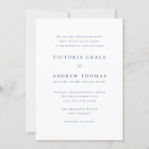 Navy Blue Simple Typografy Formal Wedding Einladung