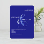 Navy Blue Simple Typography Boho Ampersand Wedding Einladung (Stehend Vorderseite)
