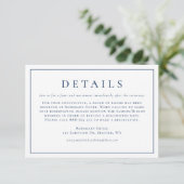 Navy Blue Simple Typography Formal Wedding Details Begleitkarte (Stehend Vorderseite)