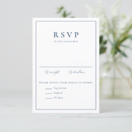 Navy Blue Simple Typography Formal Wedding RSVP Karte
