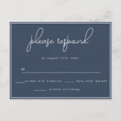 Navy Blue Simple Wedding RSVP Response Postcard Postkarte (Vorderseite)