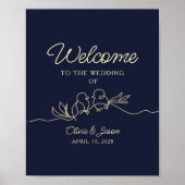 Navy Blue Simple Wedding Welcome Poster (Vorne)