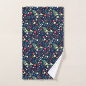 Navy Blue Simple Wildblume Pattern Badhandtuch Set (Handtuch)