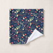 Navy Blue Simple Wildblume Pattern Badhandtuch Set (Waschlappen)