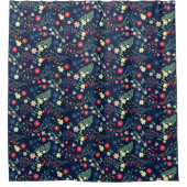 Navy Blue Simple Wildblume Pattern Duschvorhang (Vorderseite)