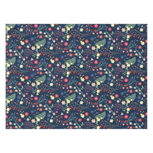 Navy Blue Simple Wildblume Pattern Tischdecke (Vorderseite (Horizontal))
