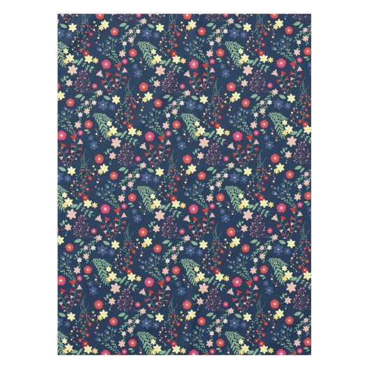 Navy Blue Simple Wildblume Pattern Tischdecke (Vorderseite)