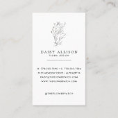 Navy Blue Sketched Florals | Modernes Minimal Visitenkarte (Rückseite)