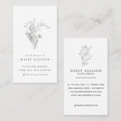 Navy Blue Sketched Florals | Modernes Minimal Visitenkarte (Vorne/Hinten)