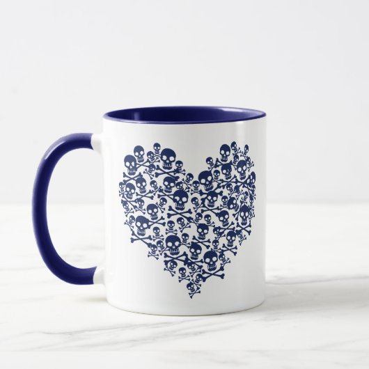 Navy Blue Skull Heart Tasse (Links)