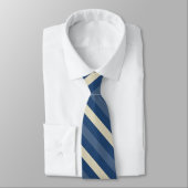 Navy Blue, Slate Blue und Beige Diagonal Stripe Krawatte (Gebunden)
