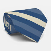 Navy Blue, Slate Blue und Beige Diagonal Stripe Krawatte (Gerollt)