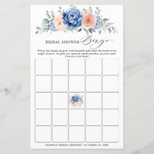 Navy Blue Slate Dusty Blush Brautparty Bingo