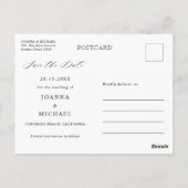 Navy Blue Slate Dusty Blush Floral Save the Date Postkarte (Rückseite)