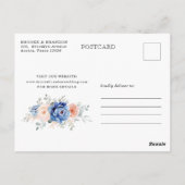 Navy Blue Slate Dusty Blush Pink Save the Date Postkarte (Rückseite)