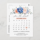 Navy Blue Slate Dusty Blush Save the Date Postkarte (Vorne/Hinten)