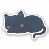 Navy Blue Sleeping Cat – Cute Nighttime Kitty Aufkleber (Vorderseite)