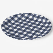 Navy Blue Small Classic Gingham Karo Kariert Pappteller (Schrägansicht)