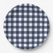 Navy Blue Small Classic Gingham Karo Kariert Pappteller (Vorderseite)