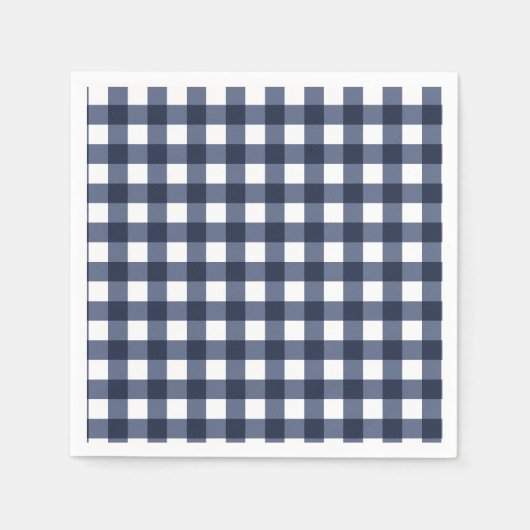 Navy Blue Small Classic Gingham Karo Kariert Serviette (Vorderseite)