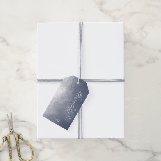 Navy Blue Smoke Dankbar Geschenkanhänger (Mit Garn)