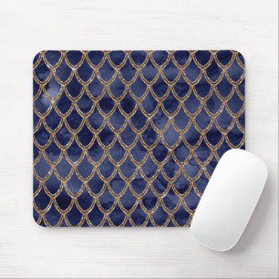 Navy Blue Snake Serpent Reptil Muster Mousepad
