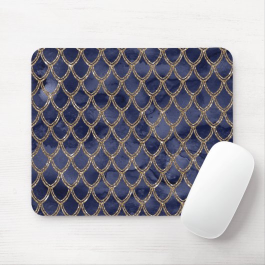 Navy Blue Snake Serpent Reptil Muster Mousepad (Mit Mouse)