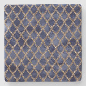 Navy Blue Snake Serpent Reptil Muster Steinuntersetzer (Vorderseite)