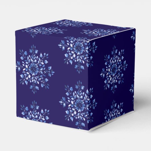 Navy Blue Snowflake Fevor Boxes Geschenkschachtel (Rückseite)