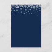 Navy Blue Snowflake Winter WEDDING QRCode Details Begleitkarte (Rückseite)