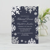 Navy Blue Snowflakes Winterabend Probe Einladung (Stehend Vorderseite)