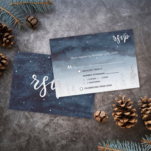 Navy Blue Snowy Winter Scene | UAWG zur Wahl Einladung