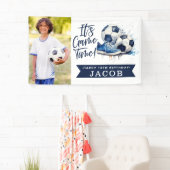 Navy Blue Soccer Kids Watercolor Foto Banner (Insitu)