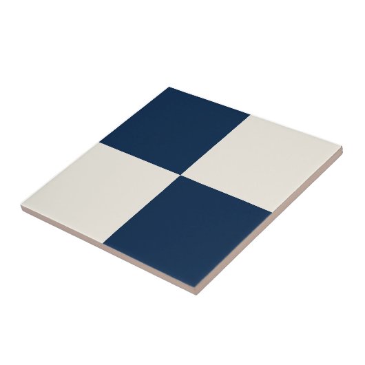 Navy Blue & Soft Beige Square Box Stilvolles Muste Fliese (Seite)