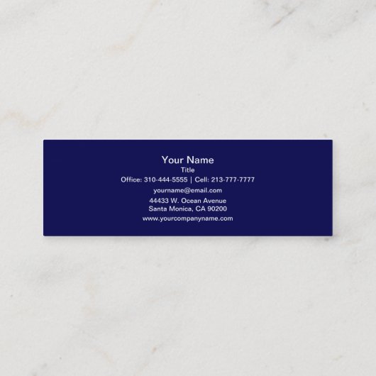 Navy Blue Solid Color Anpassen Mini Visitenkarte (Rückseite)