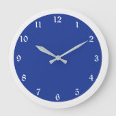 Navy Blue Solid Color Große Wanduhr (Vorderseite)