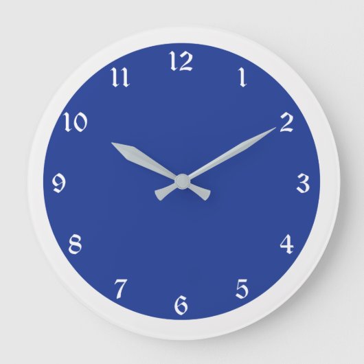Navy Blue Solid Color Große Wanduhr (Vorderseite)