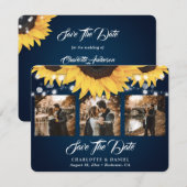 Navy Blue Sonnenblume 3 Foto Speichern Sie die Dat Save The Date (Vorne/Hinten)