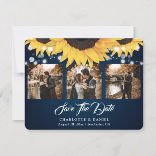 Navy Blue Sonnenblume 3 Foto Speichern Sie die Dat Save The Date