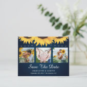 Navy Blue Sonnenblume 3 Foto Speichern Sie die Dat Save The Date (Stehend Vorderseite)