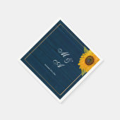 Navy Blue Sonnenblume Boho Rustic Wedgram Serviette (Ecke)
