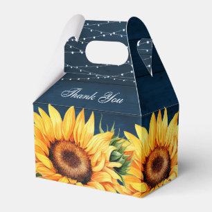Navy Blue Sonnenblume Rustic Wood Wedding Vielen D Geschenkschachtel