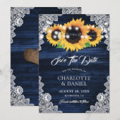 Navy Blue Sonnenblume speichern die Datumskarten Save The Date (Vorne/Hinten)