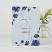 Navy Blue Sophisticated Winter Wedding Einladung (Stehend Vorderseite)