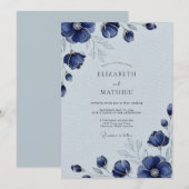 Navy Blue Sophisticated Winter Wedding Einladung (Vorne/Hinten)